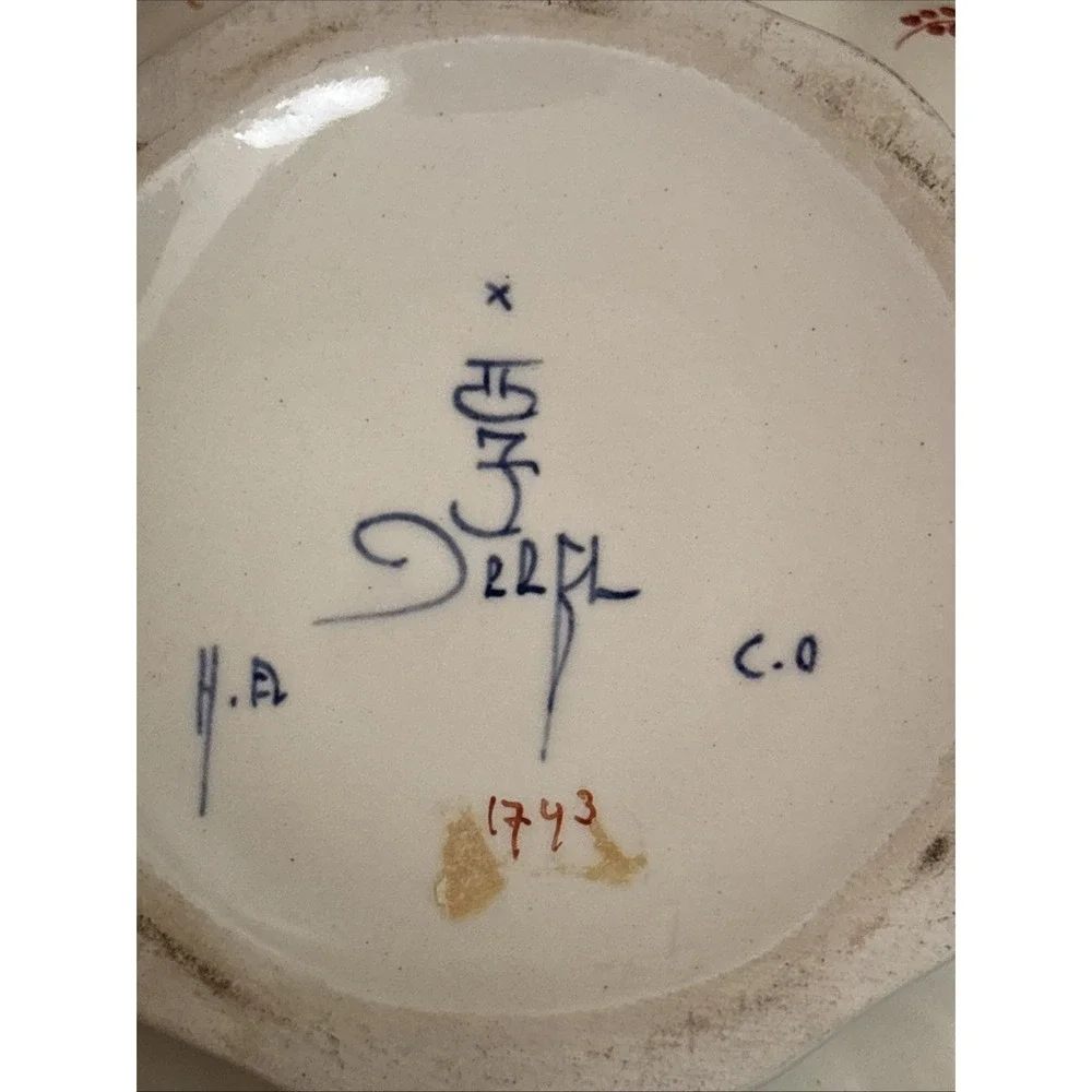Vtg De Porceleyne Fles Delft Imari Style Scalloped Fruitschaal Bowl 8.5